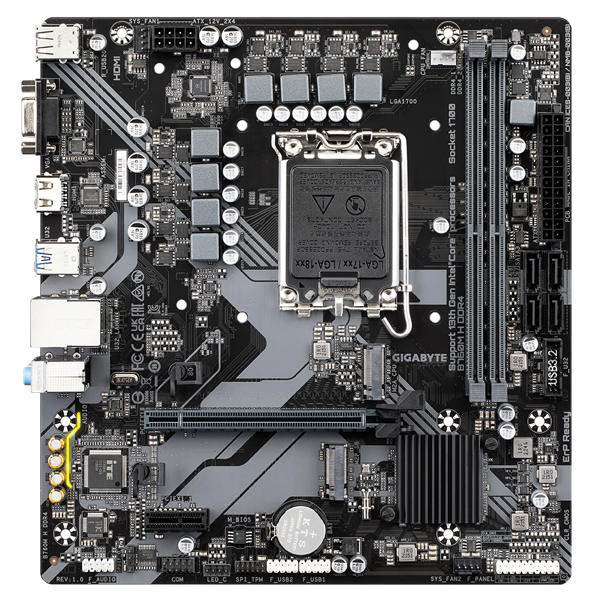 Gigabyte B760M H, LGA 1700, DDR4, DIMM, 64GB