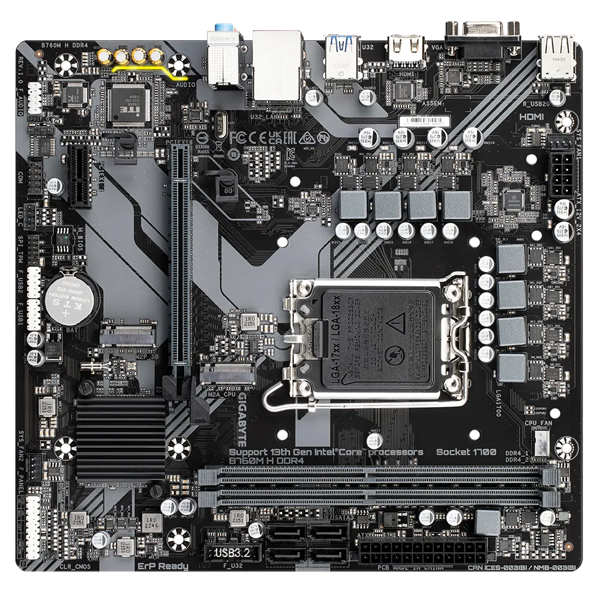 Gigabyte B760M H, LGA 1700, DDR4, DIMM, 64GB