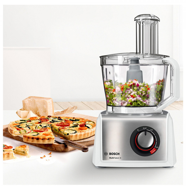 სამზარეულოს კომბაინი Bosch MC812S844, 1250W, 2.4L, Food Processor, White/Silver