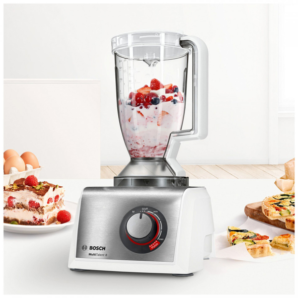 სამზარეულოს კომბაინი Bosch MC812S844, 1250W, 2.4L, Food Processor, White/Silver