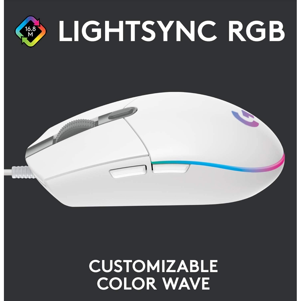 მაუსი Logitech L910-005797 G203, Wired, USB, Gaming Mouse, White