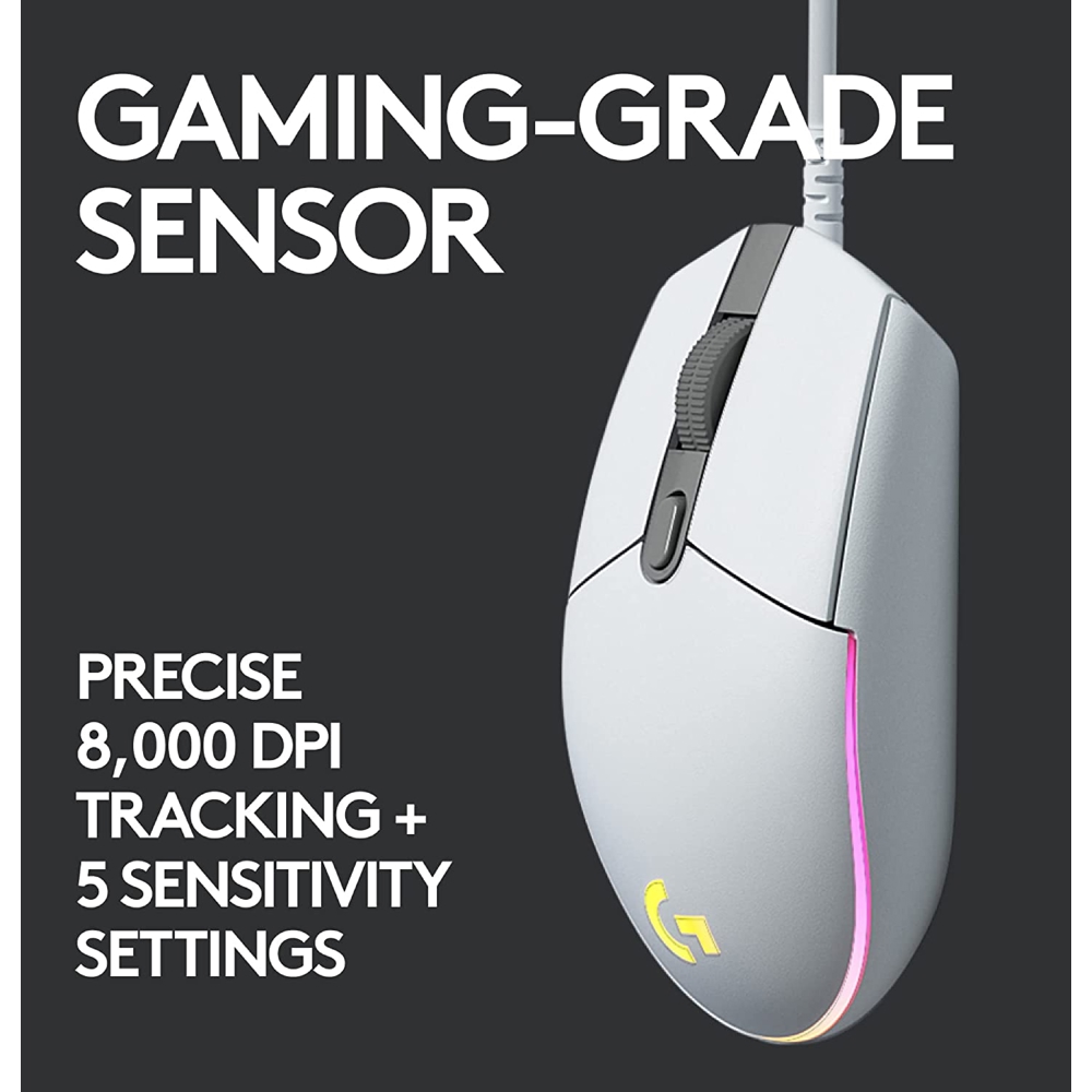 Logitech L910-005797 G203, Wired, USB, Gaming Mouse, White