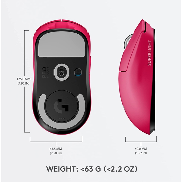 მაუსი Logitech L910-005956 G PRO X, Wireless, USB, Gaming Mouse, Pink