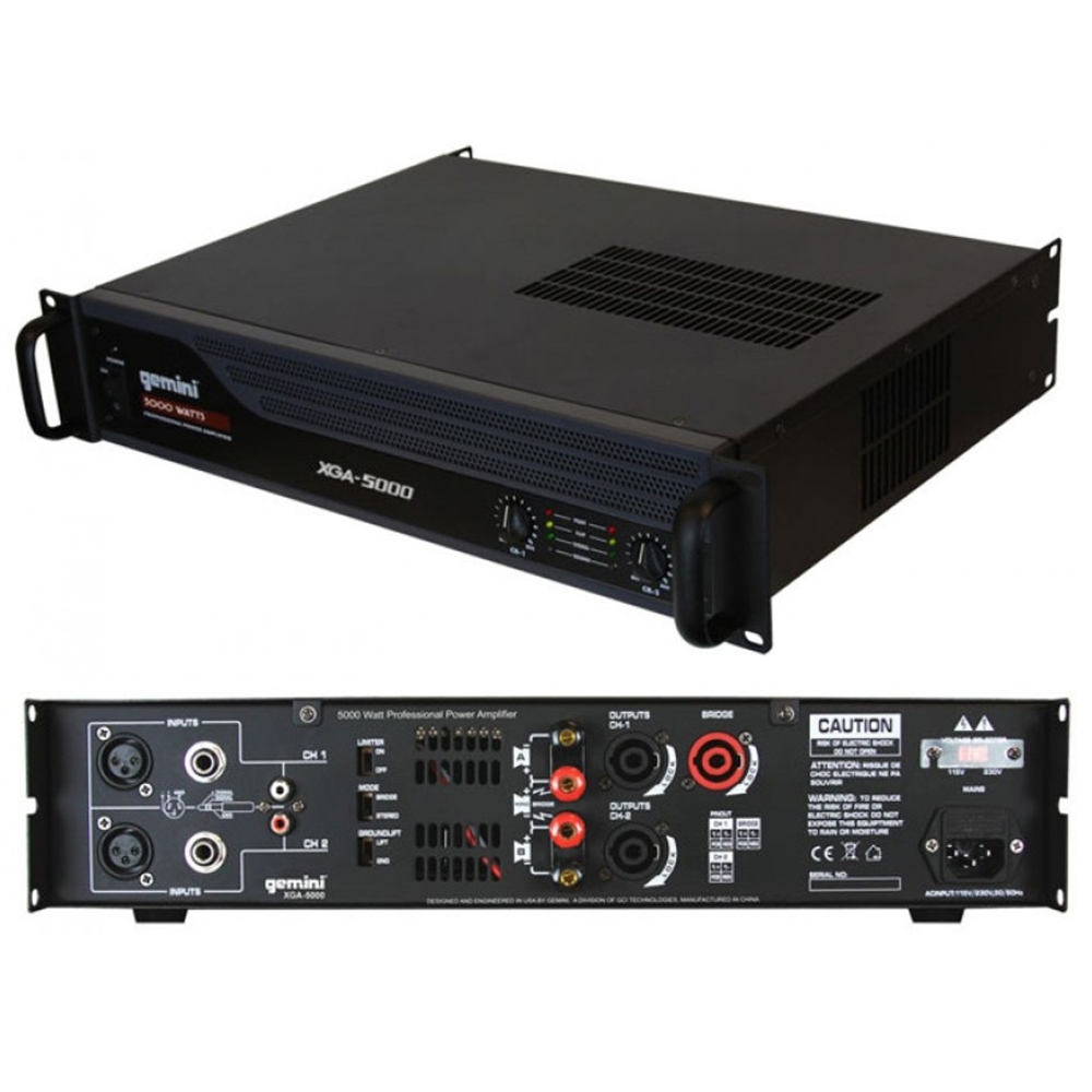 ხმის გამაძლიერებელი Gemini XGA-5000 E, XLR, 1/4″, RCA, Power Amplifier, Black