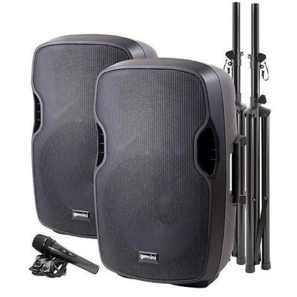 Gemini PA-SYS15 E 15", 2000W, USB, SD, Bluetooth, Active Speaker, Passive Speaker, Stands, Black