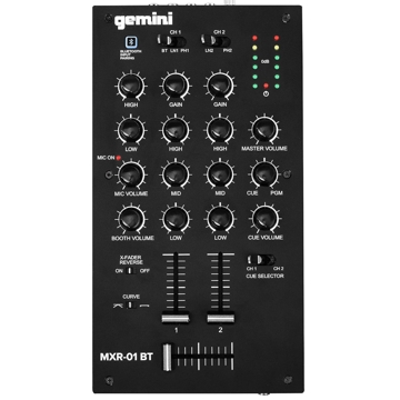 DJ მიქშერი Gemini MXR-01BT E, Bluetooth, 2 Channel DJ Mixer, Black