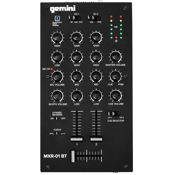 DJ მიქშერი Gemini MXR-01BT E, Bluetooth, 2 Channel DJ Mixer, Black