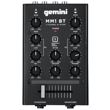 DJ მიქშერი Gemini MM1BT E, Bluetooth, 2 Channel DJ Mixer, Black