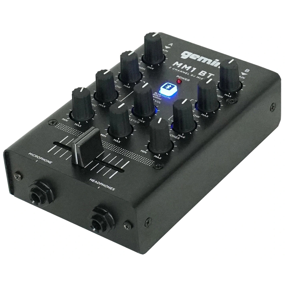 Gemini MM1BT E, Bluetooth, 2 Channel DJ Mixer, Black