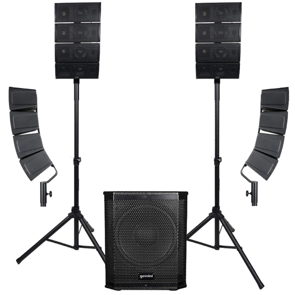 აქტიური სისტემა Gemini LRX-448 E, USB, Bluetooth, System With Active Sub-Woofer Line Arrays And Stands, Black