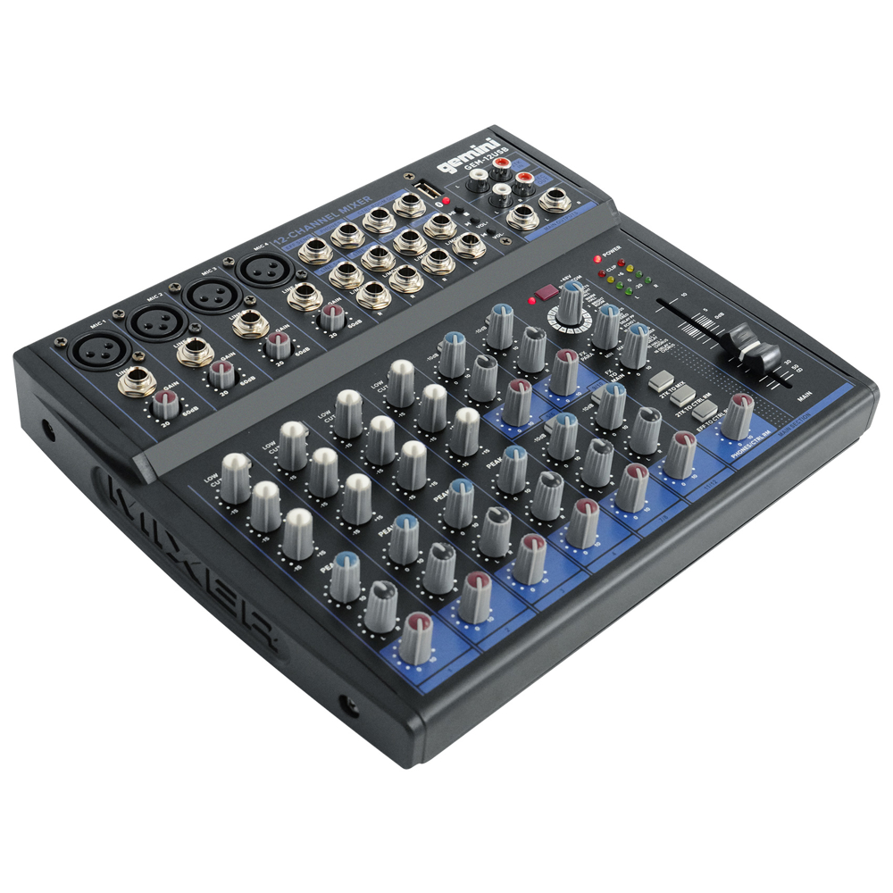 Gemini GEM-12USB E, Bluetooth, 12 Channel USB Mixer, Black
