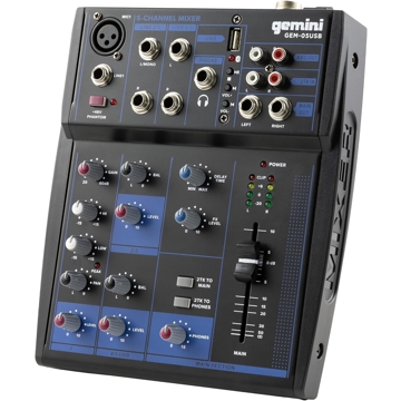 ანალოგური მიქშერი Gemini GEM-05USB E, Bluetooth, 5 Channel USB Mixer, Black