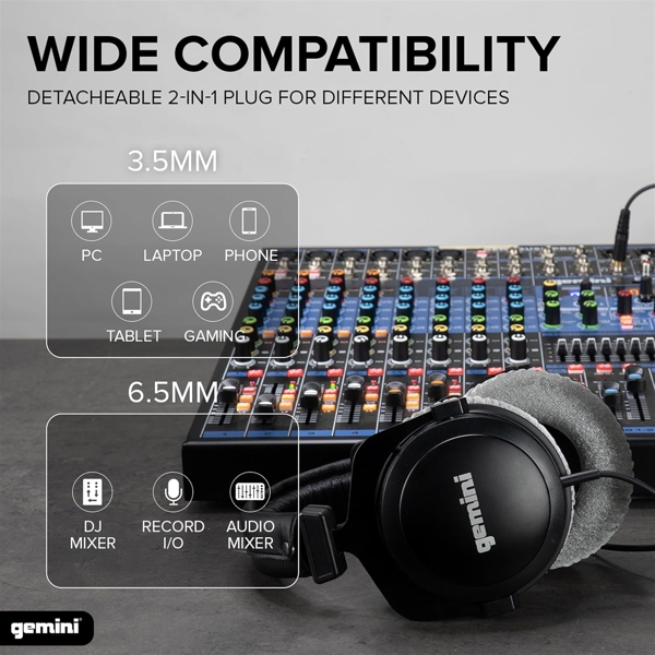 ყურსასმენი Gemini DJX-1000, Professional Headset, Wired, 3.5mm, 6.5mm, Black