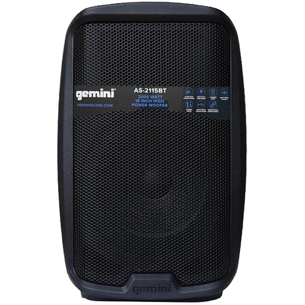 დინამიკი Gemini AS-2115P E 15", 2000W, XLR, RCA, Speaker, Black