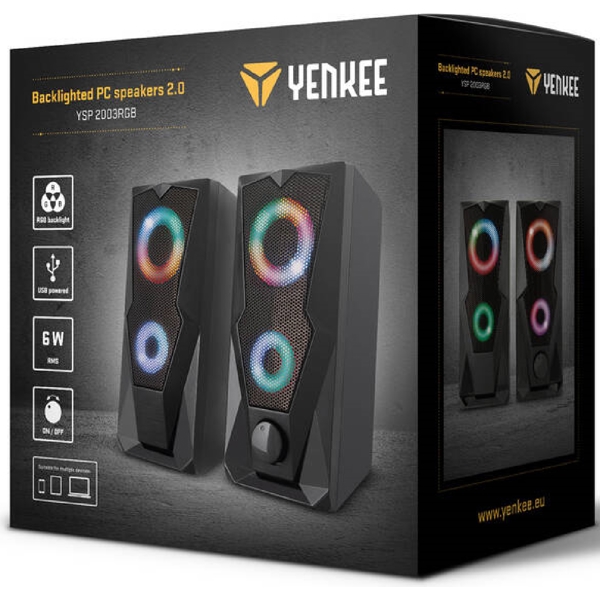 დინამიკი Yenkee YSP 2003RGB, 6W, USB, 3.5mm, Speaker, Black