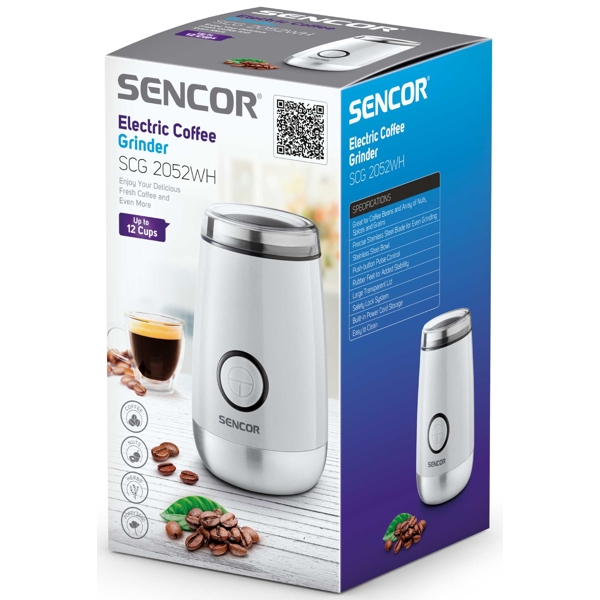 Sencor SCG 2052WH, 150W, Electric Coffee Grinder, Silver