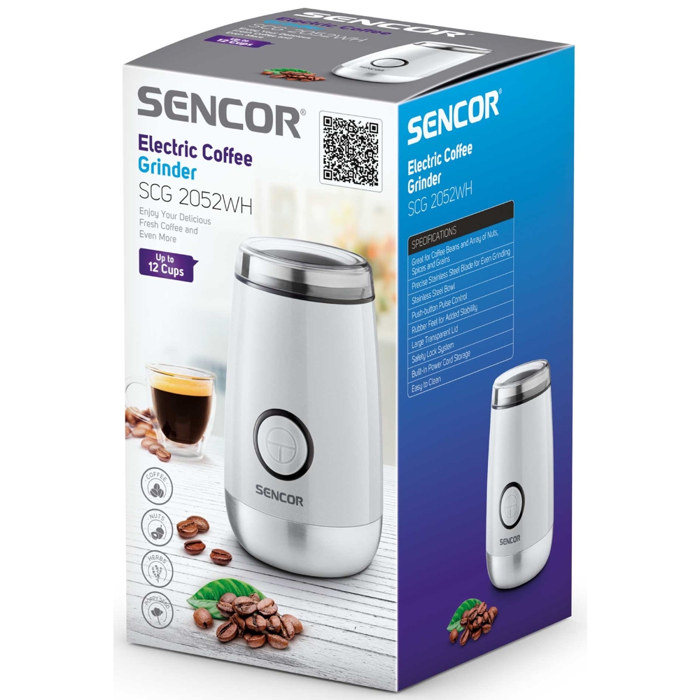ყავის საფქვავი Sencor SCG 2052WH, 150W, Electric Coffee Grinder, Silver