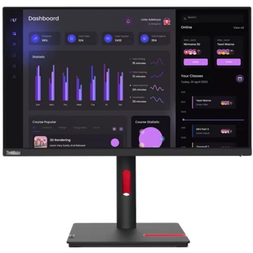 მონიტორი Lenovo 63CFMATXEU ThinkVision T24i-30, 23.8", Monitor, FHD, IPS, HDMI, USB, VGA, DP, Black