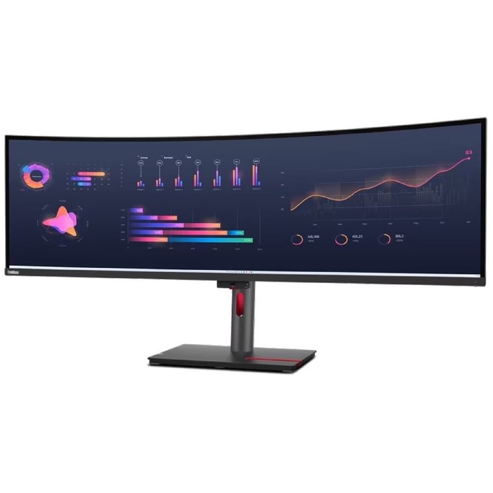 Lenovo 63DBRAT1EU ThinkVision P49w-30, 49", Curved Monitor, Dual QHD, IPS, HDMI, USB, USB-C, LAN, DP, Black