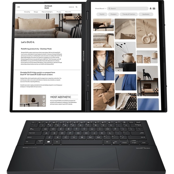 Asus 90NB12U1-M00B30 Zenbook Duo, 14", Ultra 9-185H 32GB, 2TB SSD, Integrated, W11H, Grey