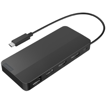 USB-C ჰაბი Lenovo 40B90100EU, HDMI, DP, USB, USB-C, Lan, Dual Display Travel Dock, Black