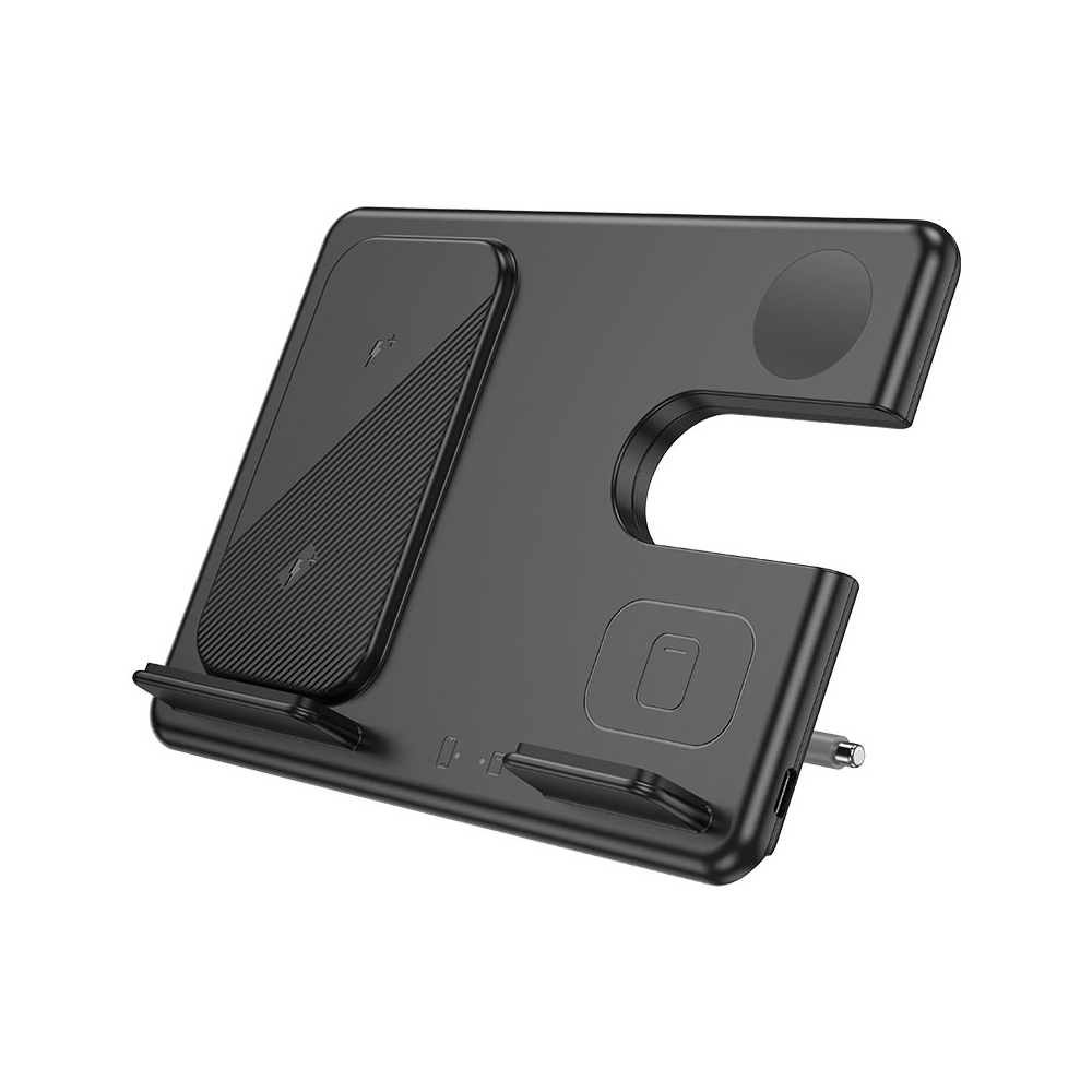 Hoco 6942007602327 CQ2 FLASH, 15W, 3-in-1 Wireless Charger, Black