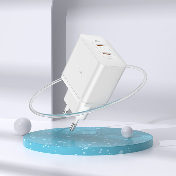 მობილურის დამტენი Hoco 6931474797209 N35 Streamer, 45W, USB-C, White