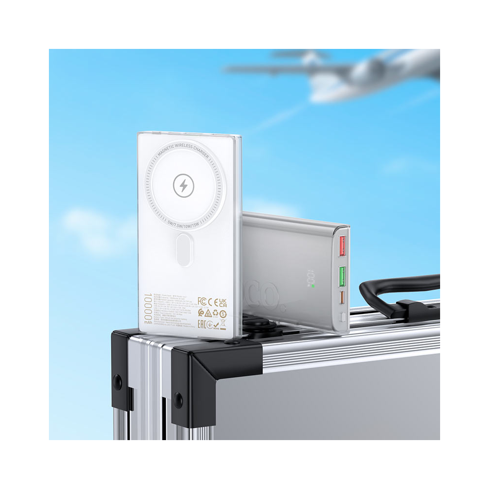 პორტატული დამტენი Hoco 6942007612142 Q22 Taurus, 10000mAh, USB, USB-C, Wireless, Power Bank, Gray
