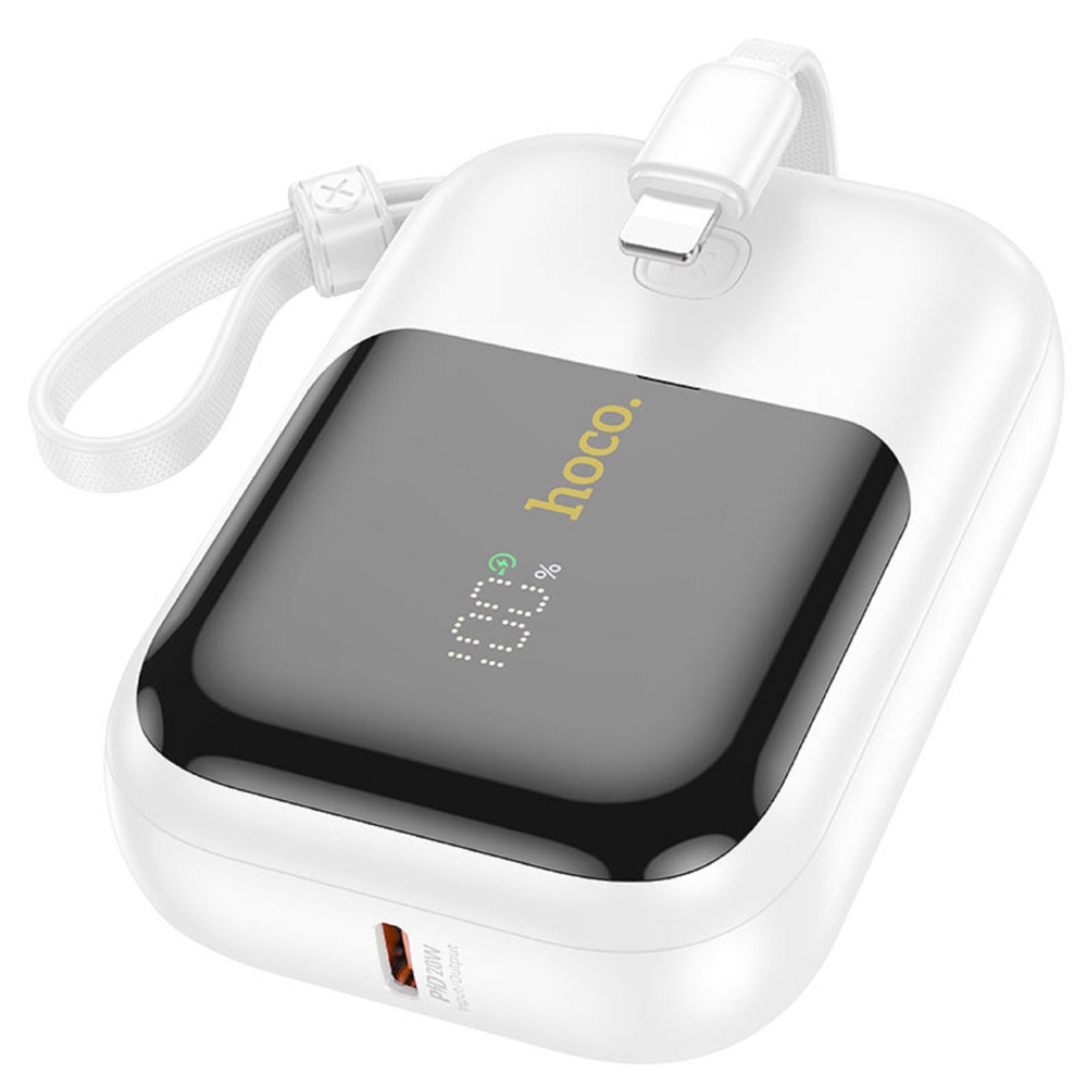 პორტატული დამტენი Hoco 6942007611411 Q20 Fountain, 10000mAh, Type-C, Lightning, Power Bank, White