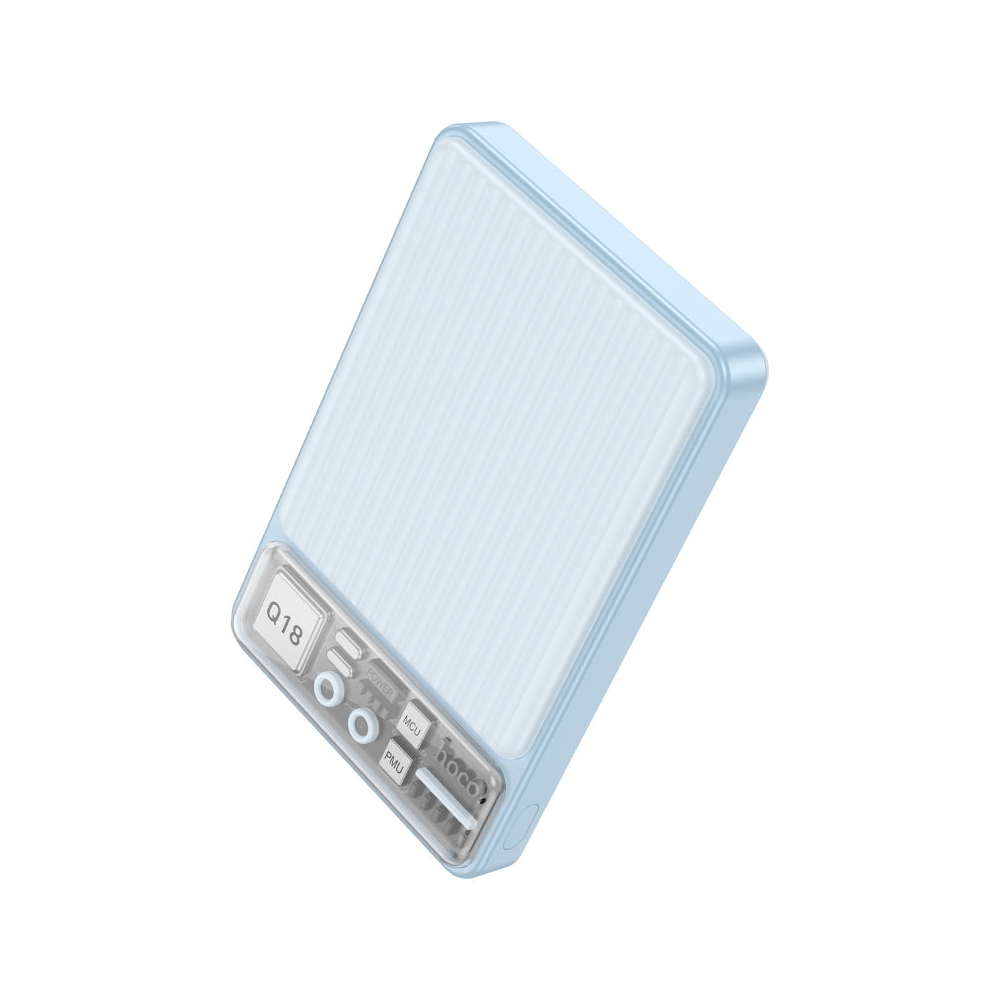 Hoco 6942007605205 Q18 Tourer, 10000mAh, USB, USB-C, Wireless, Power Bank, Blue