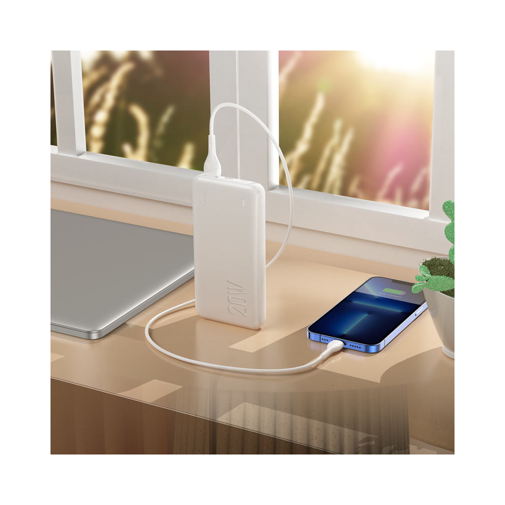 Hoco 6931474761026 J87 Tacker, 10000mAh, USB, Type-C, Power Bank, White