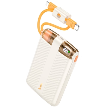 Hoco 6942007619523 J127 Mecha, 10000 mAh, Type-C, Lightning, Power Bank, Milky White