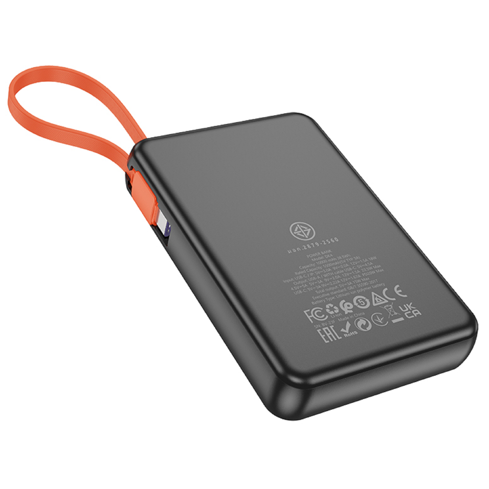 პორტატული დამტენი Hoco 6942007624848 DK4 Cool, 10000mAh, USB, Type-C, Power Bank, Black