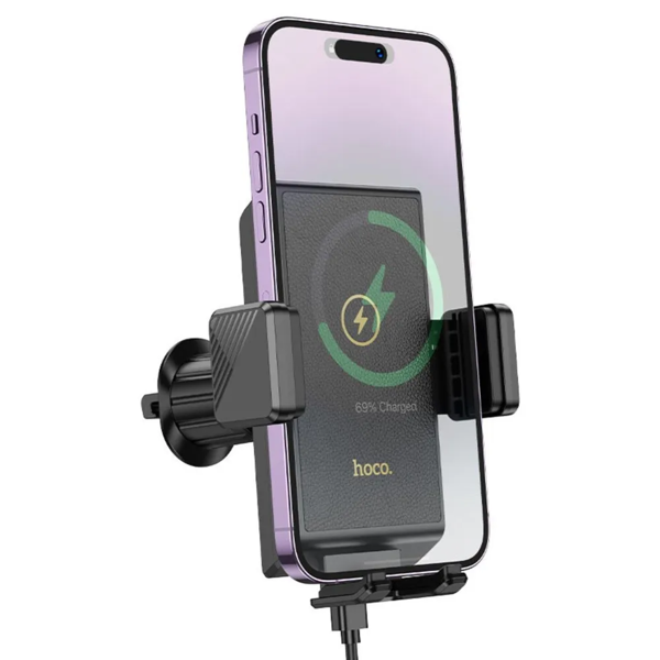 Hoco 6942007618588 HW21 Precious, 15W, Wireless Fast Charging Car Holder, Black