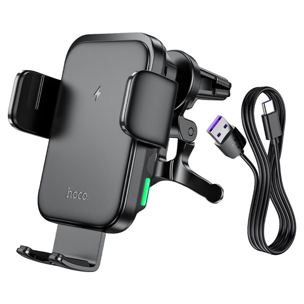 Hoco 6942007611480 HW10 Jenny, 15W, Wireless Charging Car Holder, Black