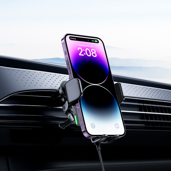 უსადენო დამტენი Hoco 6942007611480 HW10 Jenny, 15W, Wireless Charging Car Holder, Black