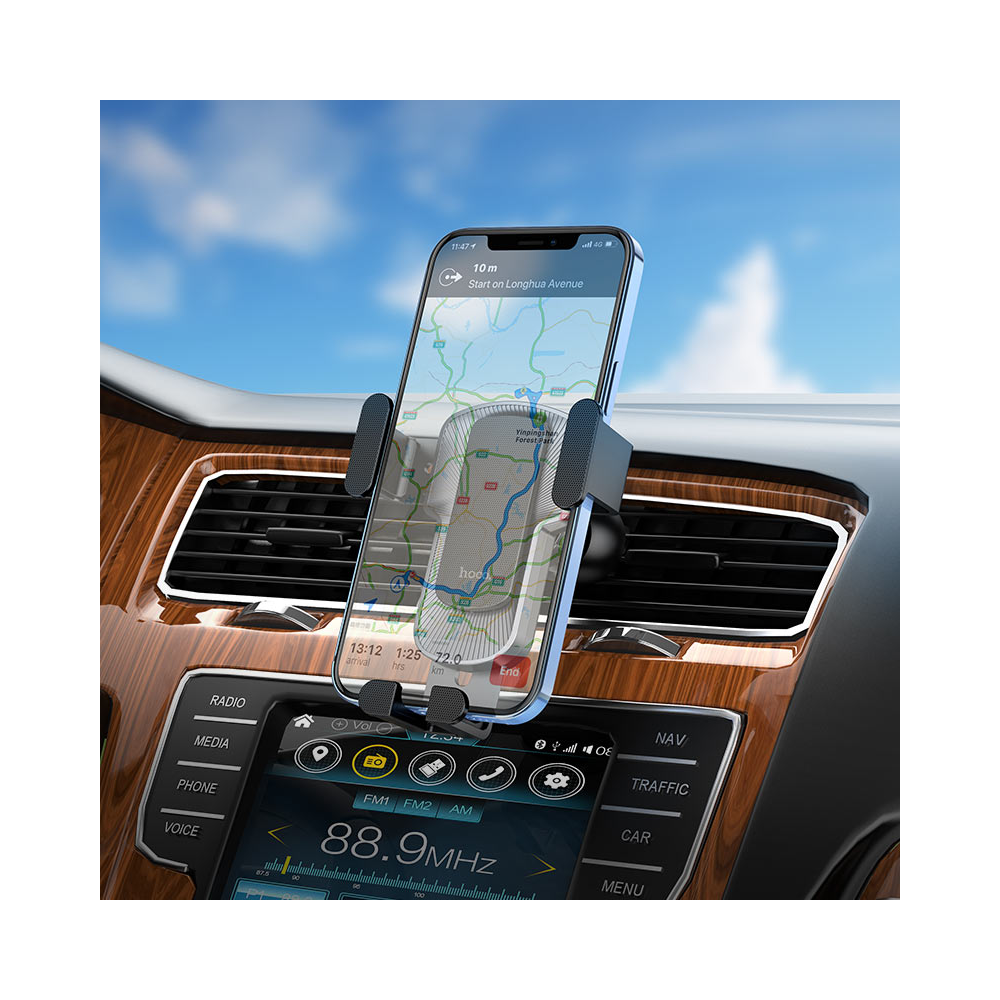 Hoco 6931474766229 CA103, Phone Holder, Black/Metal Gray