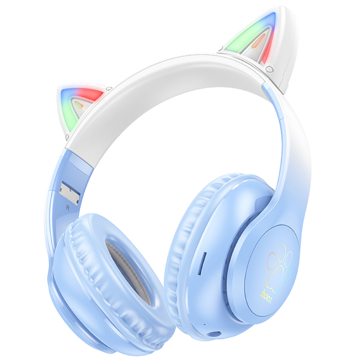 ყურსასმენი Hoco 6931474795861 W42 Cat Ears, Headset, Wireless, Bluetooth, TF, AUX, Crystal Blue