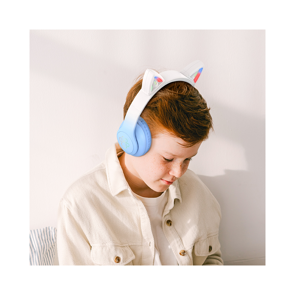  Hoco 6931474795861 W42 Cat Ears, Headset, Wireless, Bluetooth, TF, AUX, Crystal Blue