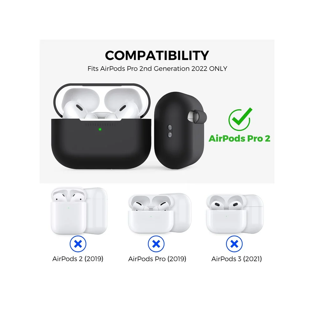 ყურსასმენის ქეისი TVC 680901844D, Apple AirPods Pro 2, Headphone Case, Black