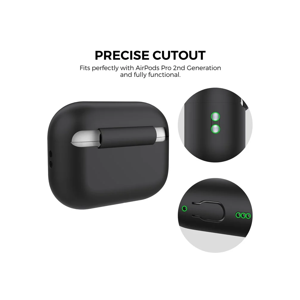 ყურსასმენის ქეისი TVC 680901844D, Apple AirPods Pro 2, Headphone Case, Black