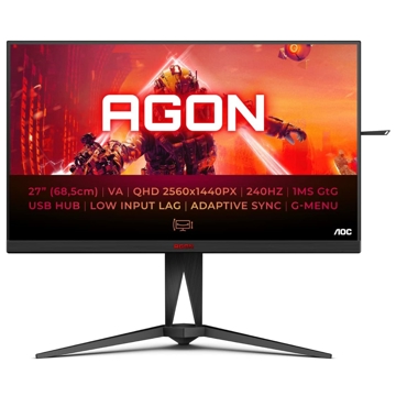 მონიტორი AOC AG275QZN/EU AGON, 27", Monitor, QHD, VA, HDMI, USB, DP, Black/Red