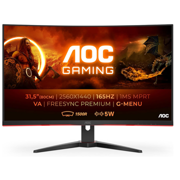 მონიტორი AOC CQ32G2SE/BK, 31.5", Curved Monitor, QHD, VA, HDMI, DP, Black