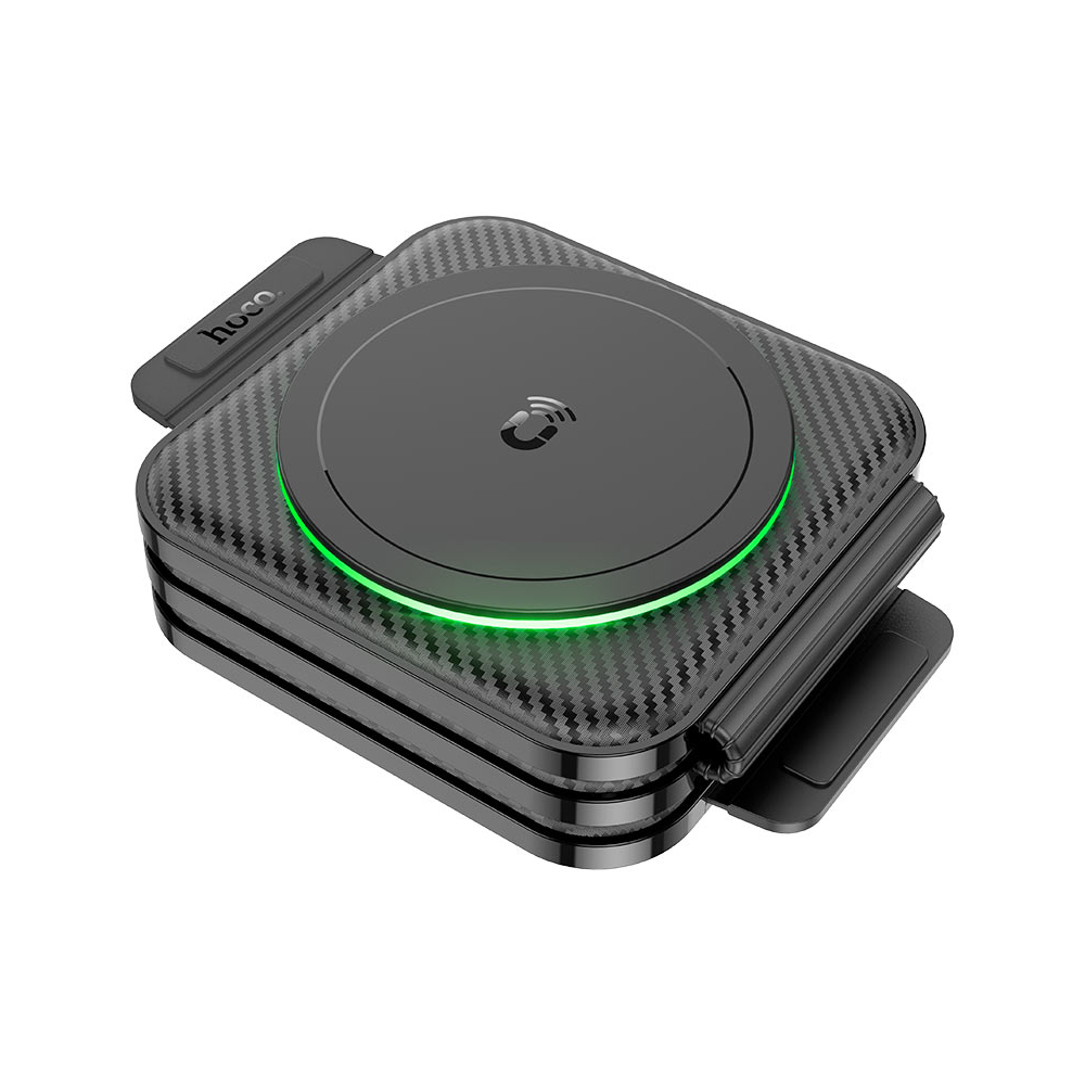 უსადენო დამტენი Hoco 6942007608510 CQ4 Unique, 15W, 3-in-1 Wireless Charger, Black
