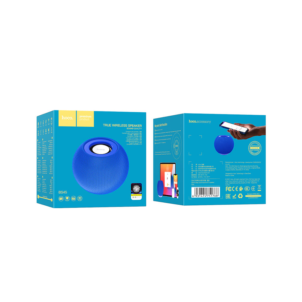 დინამიკი Hoco 6931474751768 BS45 Deep Sound, 5W, Bluetooth, USB, Speaker, Blue