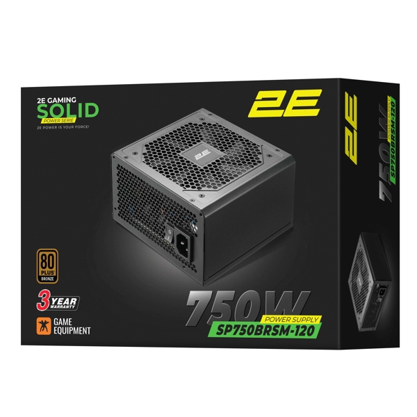 კვების ბლოკი 2E 2E-SP750BRSM-120 Solid, 750W, 80 Plus, Power Supply, Black