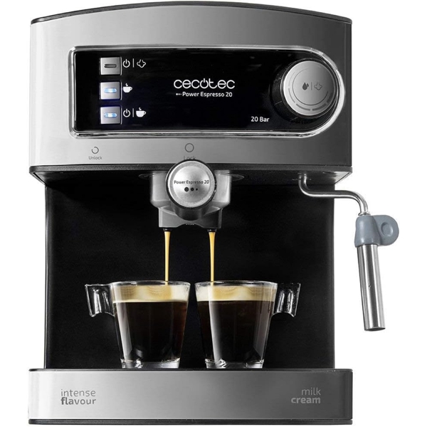 ყავის აპარატი Cecotec 01503 Cafetera Power Espresso 20, 850W, 1.5L, Coffee Machine, Silver/Black