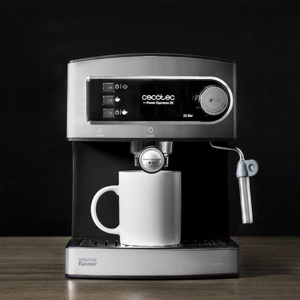 ყავის აპარატი Cecotec 01503 Cafetera Power Espresso 20, 850W, 1.5L, Coffee Machine, Silver/Black