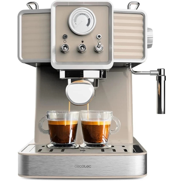 ყავის აპარატი Cecotec 1585 Cafetera express Power Espresso 20 Tradizionale, 1350W, 1.5L, Coffee Machine, Beige