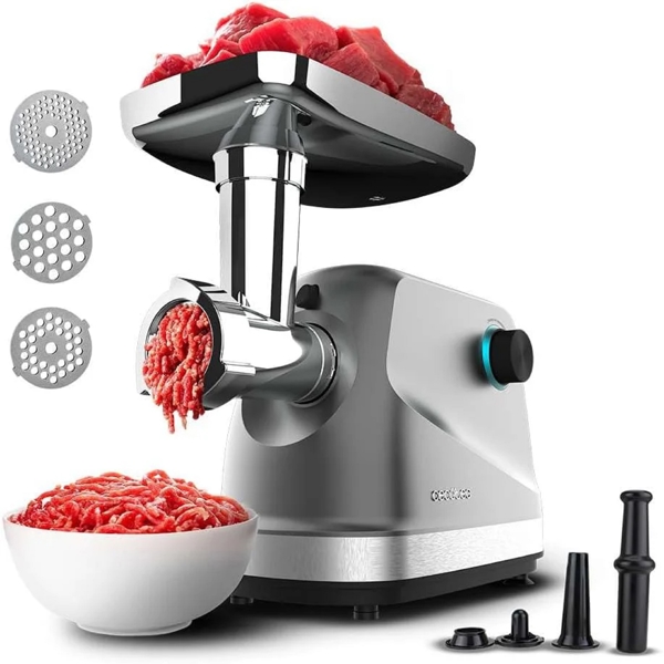 ხორცსაკეპი Cecotec 04860 Picadora de carne Crusher 1400, 1360W, Meat Grinder, Black/Silver